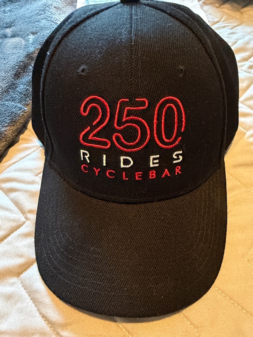 CycleBar Black Cap with Red and White Embroidery